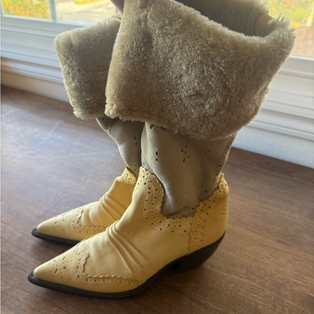Vintage Ermanno Scervino Yellow Heeled Western Boots- Made in Italy